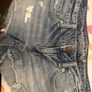 American Eagle Outfitters Women's Distressed Blue Denim Shorts